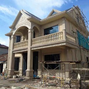 株洲 黄金麻花岗岩石材私人别墅雕花门楼柱阳台栏杆