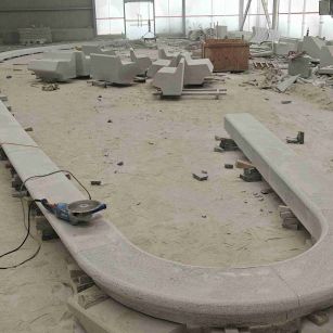 株洲 芝麻白花岗岩弧形花坛石，坐凳石