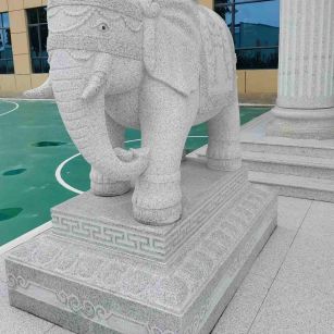 株洲 白麻花岗岩动物异形石雕-大象