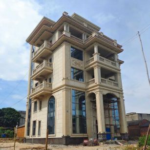 株洲 黄金麻花岗岩石材别墅外墙干挂搭配（雕花栏杆花瓶柱门楼罗马柱）