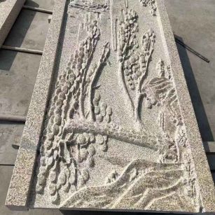 株洲 黄金麻雕刻板浮雕迎客松