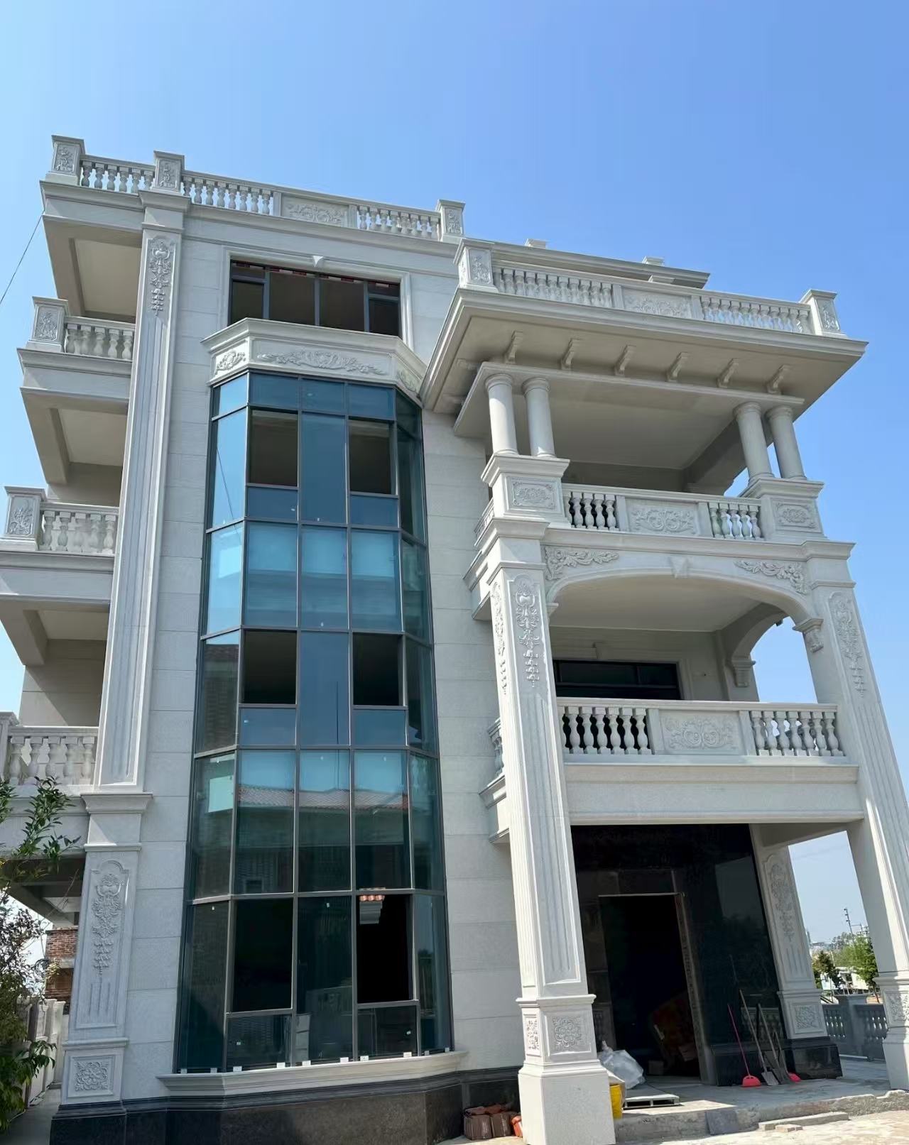 株洲 白麻花岗岩别墅外墙干挂效果展示