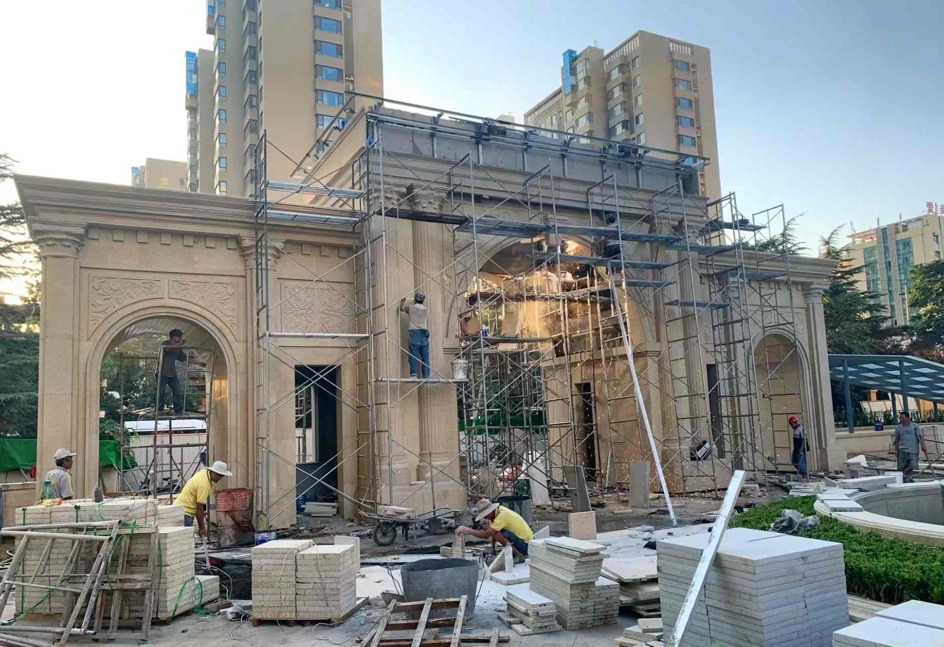 株洲 黄金麻荔枝面花岗岩小区门楼外墙干挂