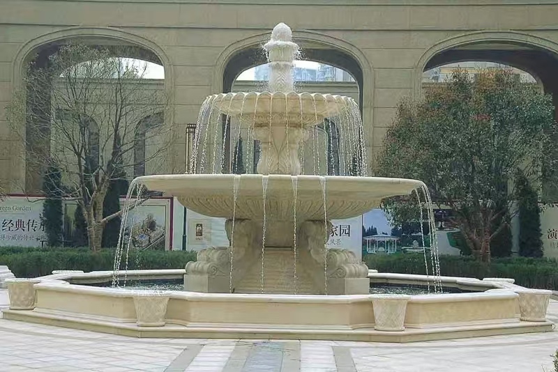 株洲 黄金麻花岗岩异型加工——户外庭院石雕流水喷泉